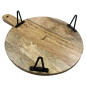 Support de présentation rond avec poignée en bois de manguier avec pieds en métal Olympia 350x250x80mm