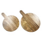 Support de présentation rond avec poignée en bois de manguier avec pieds en métal Olympia 350x250x80mm