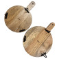Support de présentation rond avec poignée en bois de manguier avec pieds en métal Olympia 350x250x80mm