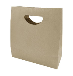 Sacs moyens en papier avec poignée découpée en D Fiesta Recyclable marron (lot de 250)