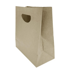 Sacs moyens en papier avec poignée découpée en D Fiesta Recyclable marron (lot de 250)