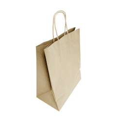 Grands sacs en papier avec poignée torsadée Fiesta Recyclable marron (lot de 250)