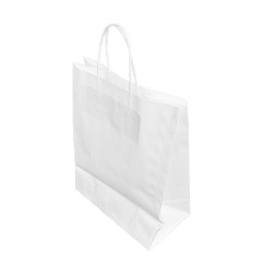 Grands sacs en papier avec poignée torsadée Fiesta Recyclable blancs (lot de 250)