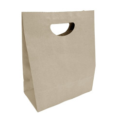 Grands sacs en papier avec poignée découpée en D Fiesta Recyclable marron (lot de 250)