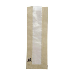 Sachets baguette avec fenêtre en papier cristal Fiesta Compostable 300x100x60mm (lot de 1000)