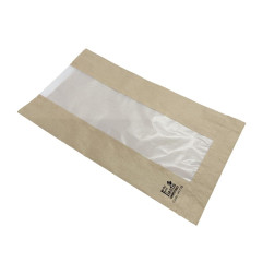 Sacs à pain avec fenêtre en papier cristal Fiesta Compostable 320x180x40mm (lot de 1000)