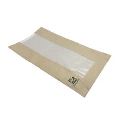 Sacs à pain avec fenêtre en papier cristal Fiesta Compostable 266x215x88mm (lot de 1000)