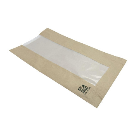Sacs à pain avec fenêtre en papier cristal Fiesta Compostable 266x215x88mm (lot de 1000)