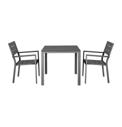 Fauteuils à lattes Bolero Valletta gris (Lot de 4)