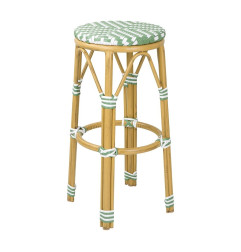 Tabourets de bar en rotin PE style parisien Bolero vert clair (lot de 2)