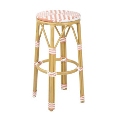 Tabourets de bar en rotin PE style parisien Bolero corail (lot de 2)