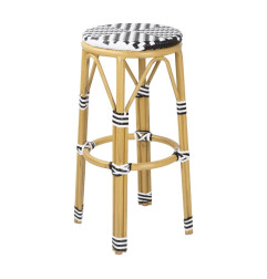 Tabourets de bar en rotin PE style parisien Bolero noirs (lot de 2)