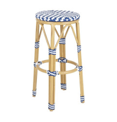 Tabourets de bar en rotin PE style parisien Bolero bleus (lot de 2)
