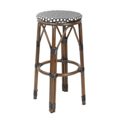 Tabourets de bar en rotin PE style parisien Bolero bois foncé noirs (paquet de 2)