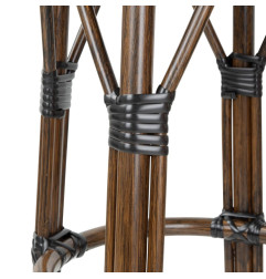 Tabourets de bar en rotin PE style parisien Bolero bois foncé noirs (paquet de 2)