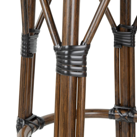 Tabourets de bar en rotin PE style parisien Bolero bois foncé noirs (paquet de 2)