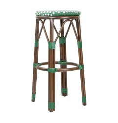 Tabourets de bar Parisian Style PE Rattan Bolero bois foncé verts (Lot de 2)