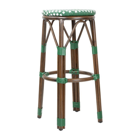Tabourets de bar Parisian Style PE Rattan Bolero bois foncé verts (Lot de 2)