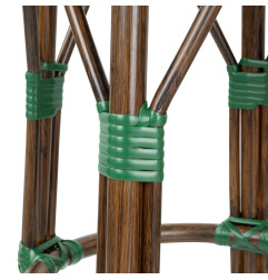 Tabourets de bar Parisian Style PE Rattan Bolero bois foncé verts (Lot de 2)