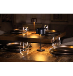 Lampe de table avec abat-jour rond Olympia Lucca noire 200mm