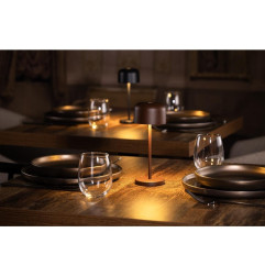 Lampe de table avec abat-jour rond Olympia Lucca marron 200mm