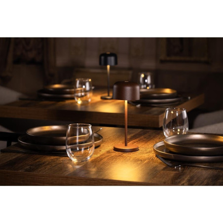 Lampe de table avec abat-jour rond Olympia Lucca marron 200mm