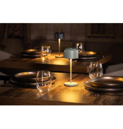 Lampe de table avec abat-jour rond Olympia Lucca verte 200mm