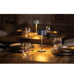 Lampe de table avec abat-jour rond Olympia Lucca grise 200mm