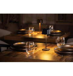 Lampe de table avec abat-jour carré Olympia Lucca noire 200mm