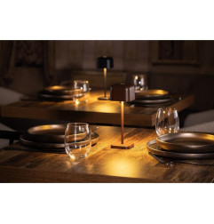 Lampe de table avec abat-jour carré Olympia Lucca marron 200mm
