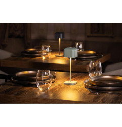 Lampe de table avec abat-jour carré Olympia Lucca verte 200mm