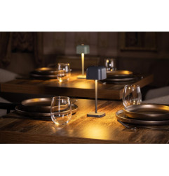 Lampe de table avec abat-jour carré Olympia Lucca grise 200mm