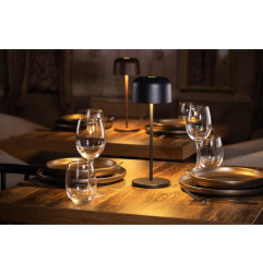 Lampe de table avec abat-jour rond Olympia Lucca noire 300mm