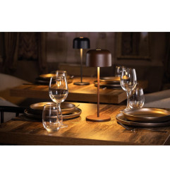 Lampe de table avec abat-jour rond Olympia Lucca marron 300mm