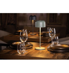 Lampe de table avec abat-jour rond Olympia Lucca verte 300mm