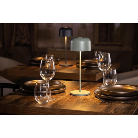 Lampe de table avec abat-jour rond Olympia Lucca verte 300mm