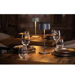 Lampe de table avec abat-jour rond Olympia Lucca grise 300mm