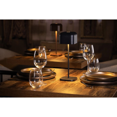 Lampe de table avec abat-jour carré Olympia Lucca noire 300mm