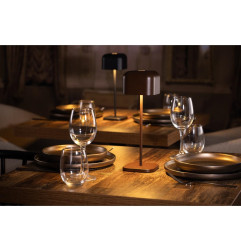 Lampe de table avec abat-jour carré Olympia Lucca marron 300mm