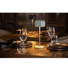 Lampe de table avec abat-jour carré Olympia Lucca verte 300mm