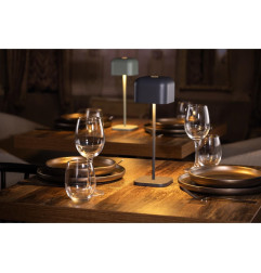 Lampe de table avec abat-jour carré Olympia Lucca grise 300mm