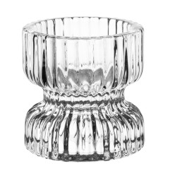 Photophores/bougeoirs en verre nervuré Olympia 52x52mm (lot de 6)