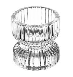 Photophores/bougeoirs en verre nervuré Olympia 52x52mm (lot de 6)