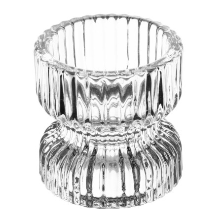 Photophores/bougeoirs en verre nervuré Olympia 52x52mm (lot de 6)