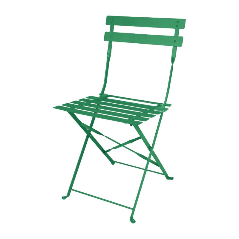 Chaises de terrasse pliantes en acier Bolero Perth vertes (Lot de 2)