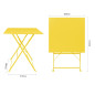 Table carrée de terrasse Bolero Perth jaune 600mm