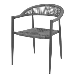 Fauteuils d'extérieur en rotin PE tressé Bolero Eden anthracite (lot de 4)