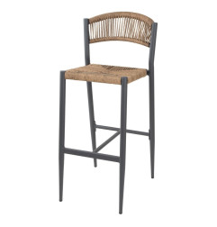 Tabourets de bar d'extérieur en rotin PE tressé Bolero Eden naturels (lot de 2)