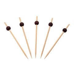 Piques en bambou avec boule noire Sier Disposables 120mm (lot de 250)