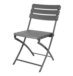 Chaises pliantes HDPE Bolero effet bois gris (lot de 2)